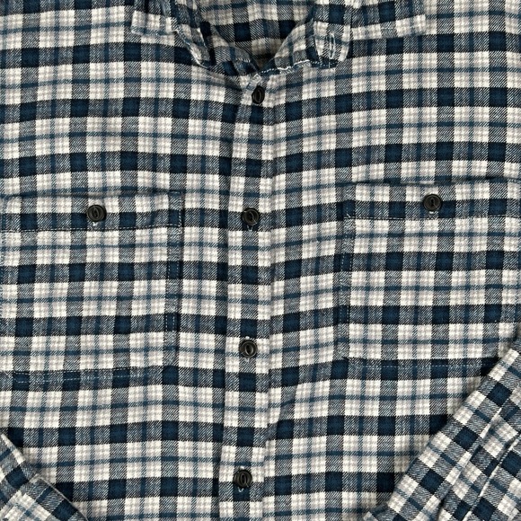 Gap Flannel Untucked Fit Shirt Mens XL Blue Plaid Long Sleeve Button Up - Picture 7 of 10
